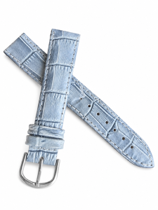 Pulseira Chainon Rel�gio Couro Bovino 18mm Azul Claro
