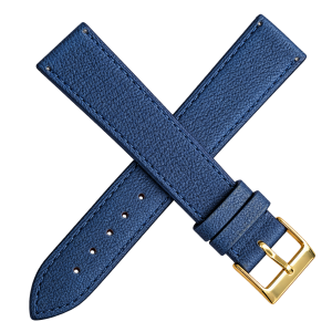Pulseira Chainon Couro Porco 18mm Azul P/ Rel�gio Pulso