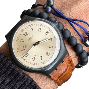Rel�gio Swatch Vintage Alarme Sui�o Anal�gico Couro Ano 2003