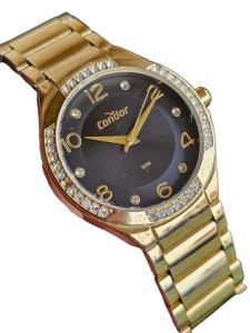 Rel�gio Feminino Condor Dourado Cristais COPC21AECM
